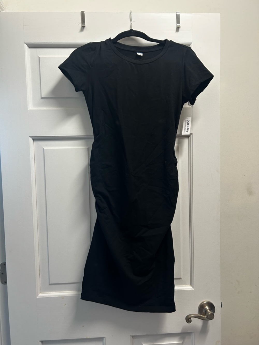 Old Navy Black Short-Sleeve Midi Bodycon Dress